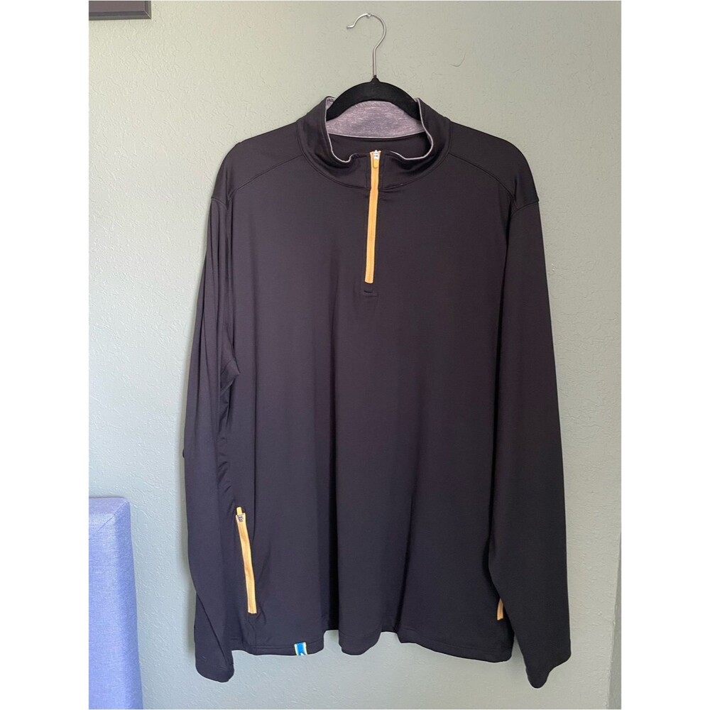 Men’s Chubbies Movementum Quarter Zip Performance Pullover Black Yellow Size XL